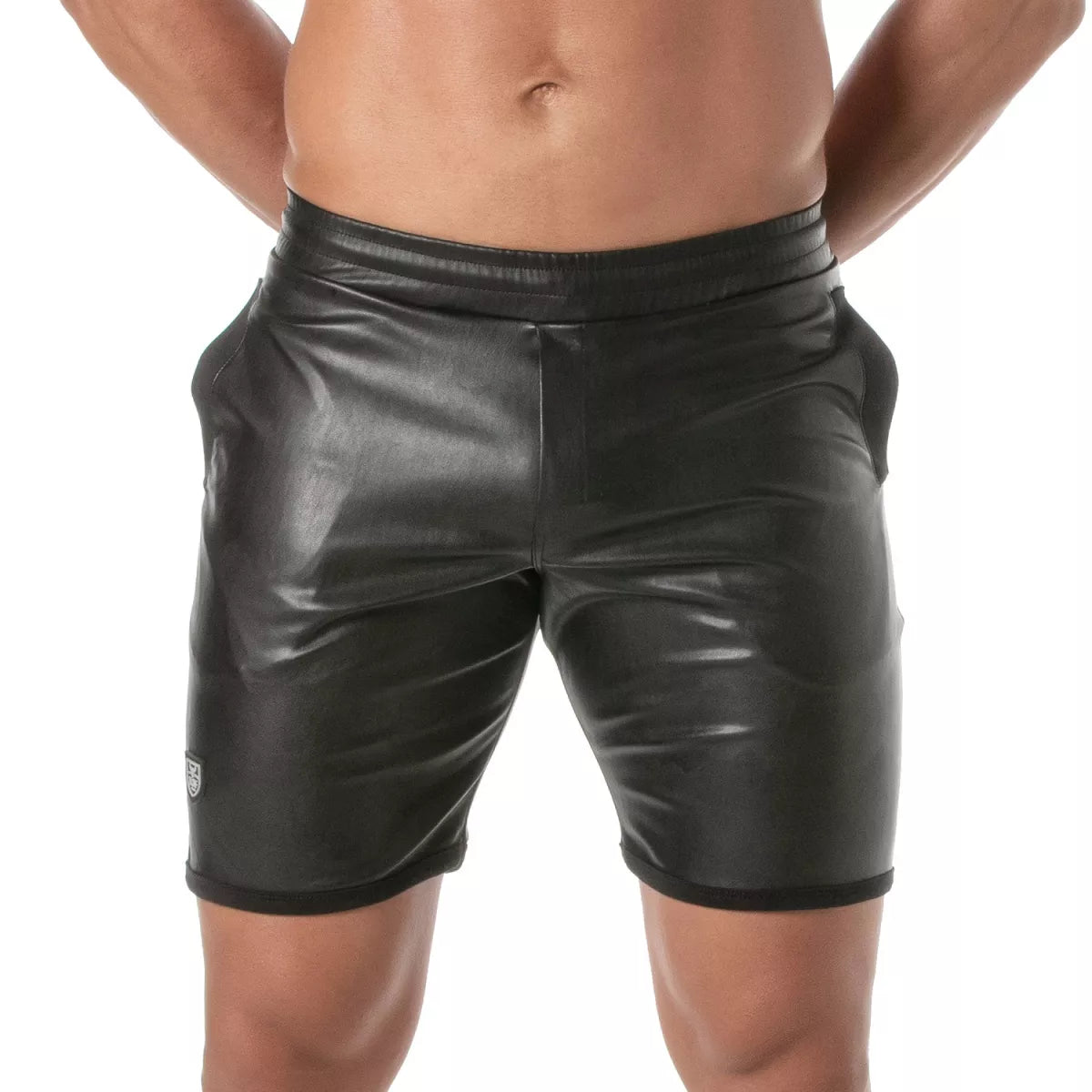 Genuine Leather Elastic Slim Fit Shorts