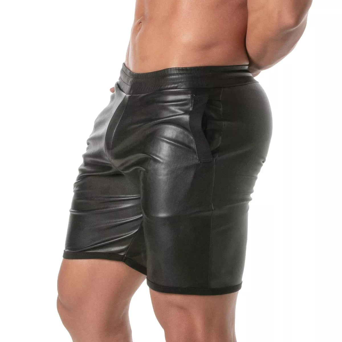 Genuine Leather Elastic Slim Fit Shorts