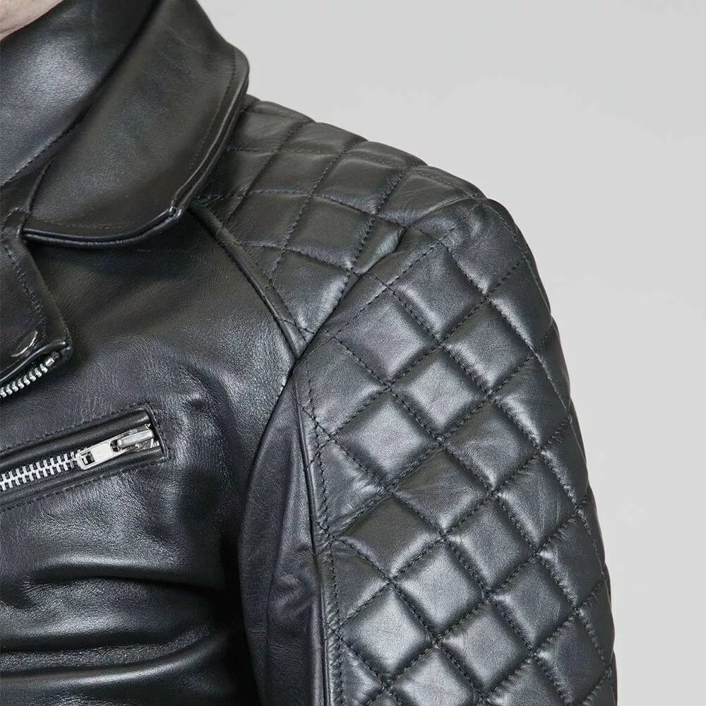 Genuine Leather Quilted Jacket