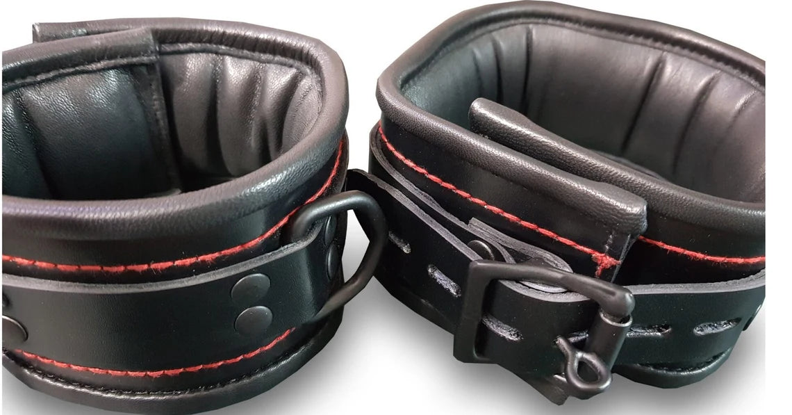 Heavy Duty Seven Piece Leather Cuffs Restraints