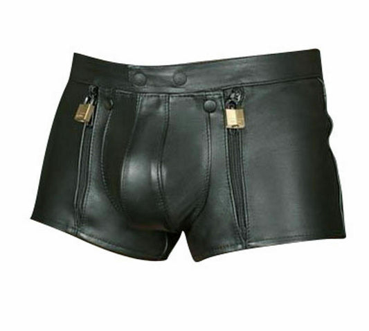 Genuine Leather Chastity Shorts Lockable