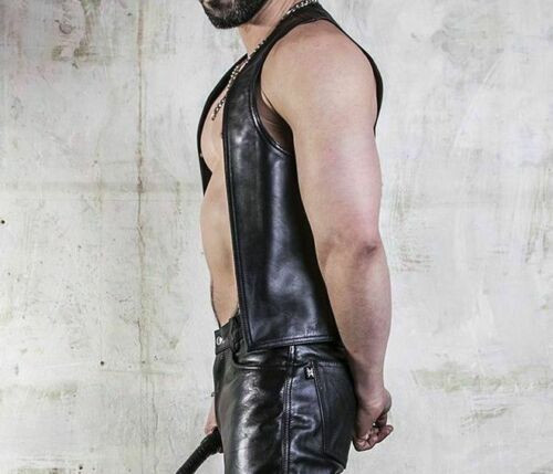Genuine Leather Open Vest