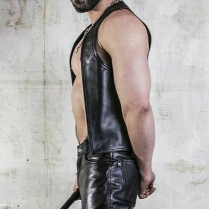 Genuine Leather Open Vest