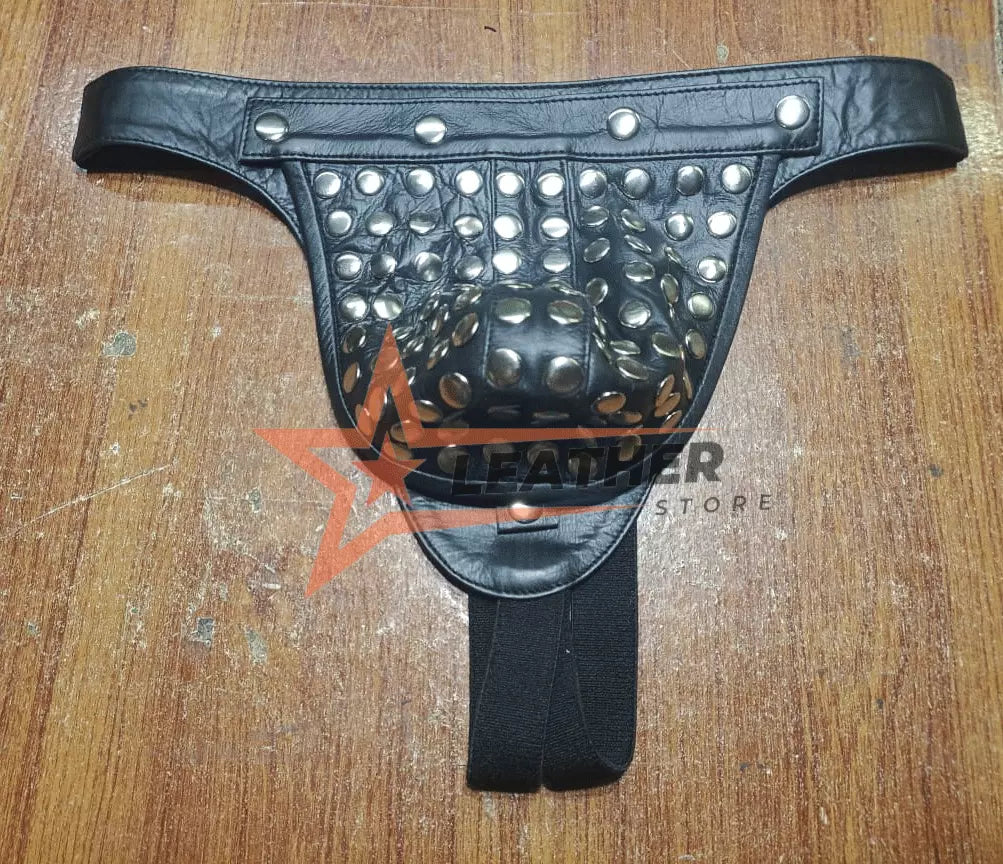 Genuine Leather Studded Jockstrap
