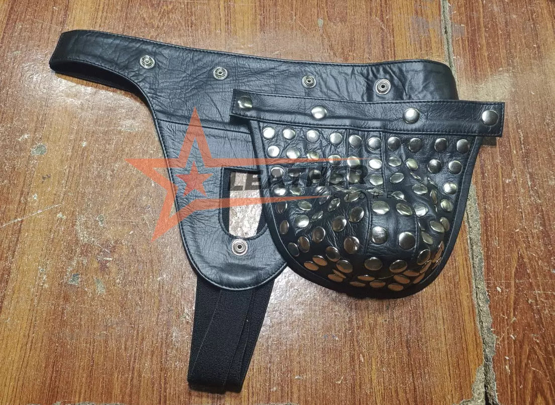 Genuine Leather Studded Jockstrap
