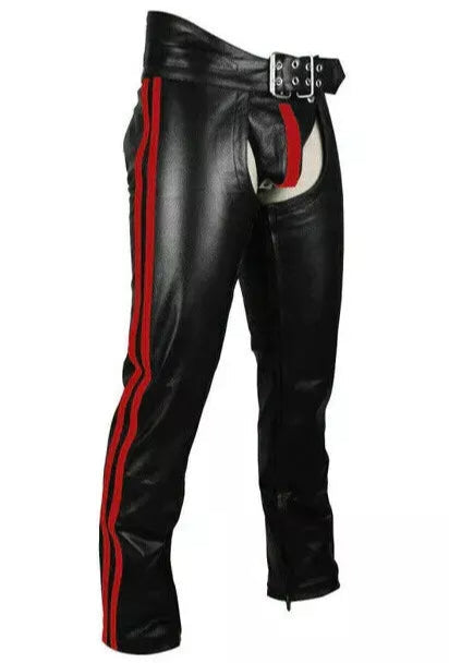 Genuine Leather Chaps Red Stripes