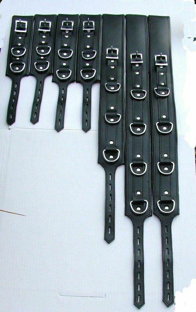 Heavy Duty Seven Piece Leather Cuffs Restraints