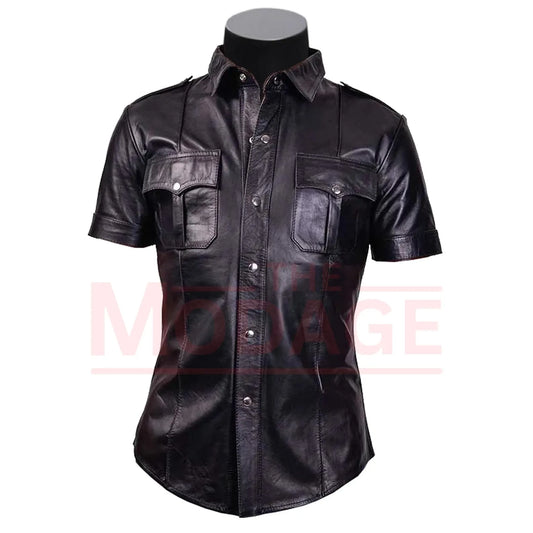 Genuine Leather Short Sleeve Shirt