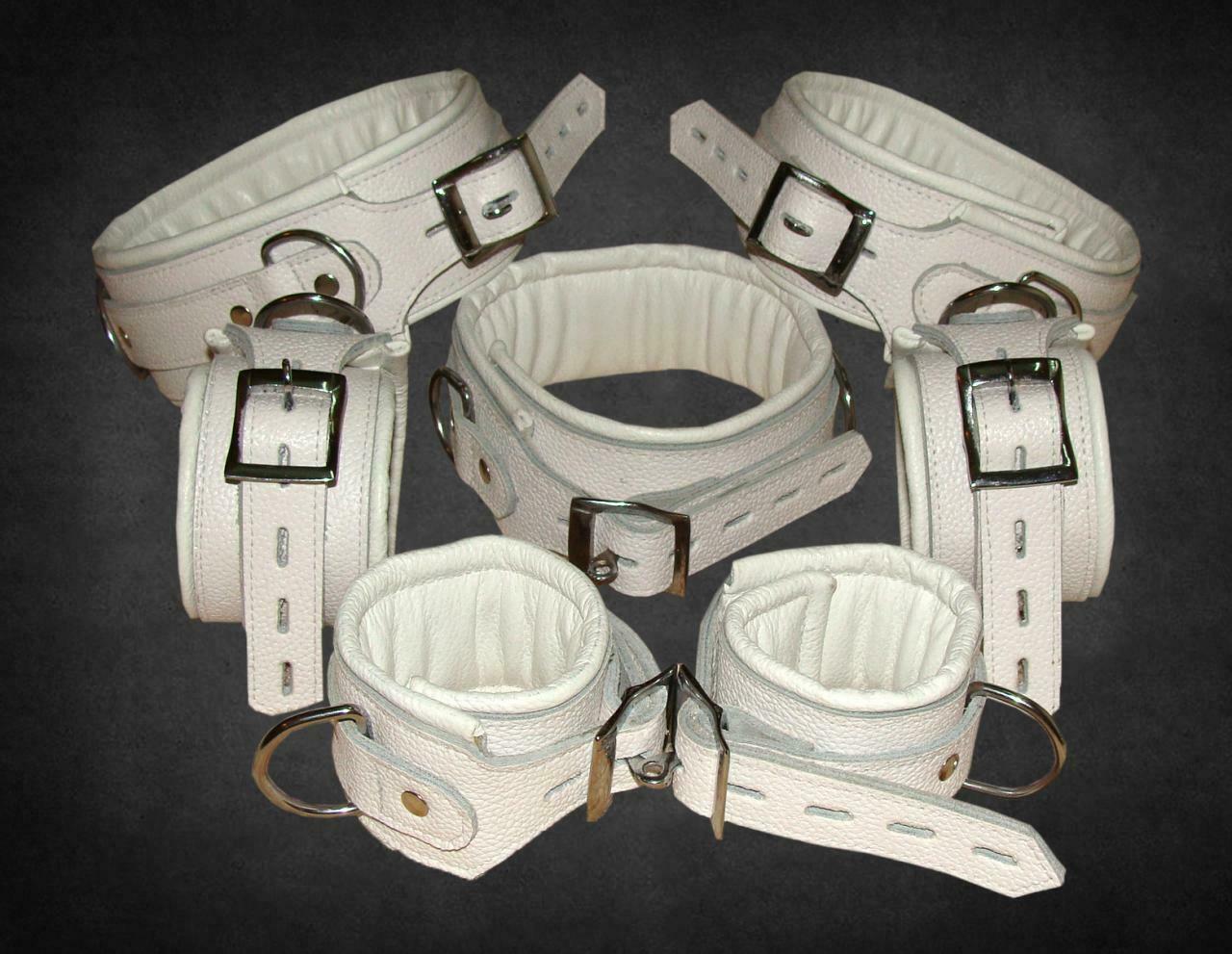 Heavy Duty Seven Piece Leather Cuffs Restraints