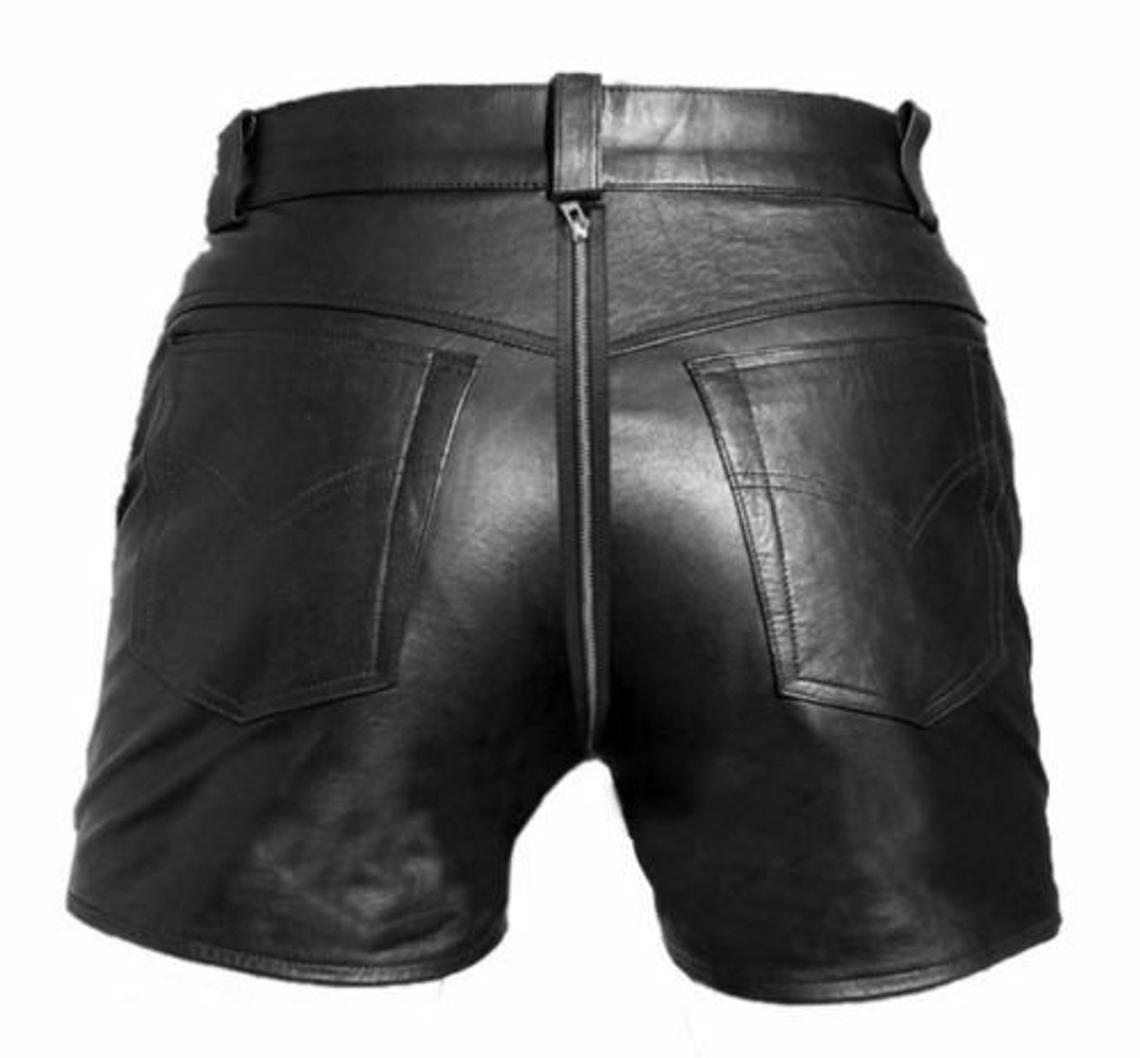 Genuine Leather Shorts With Rear Zip