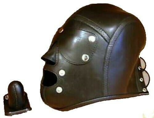 Leather Sensory Deprivation Hood With Mouth Gag