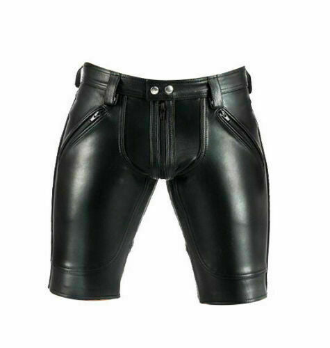 Genuine Leather Rear Zip Shorts