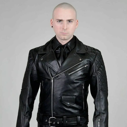 Genuine Leather Quilted Jacket