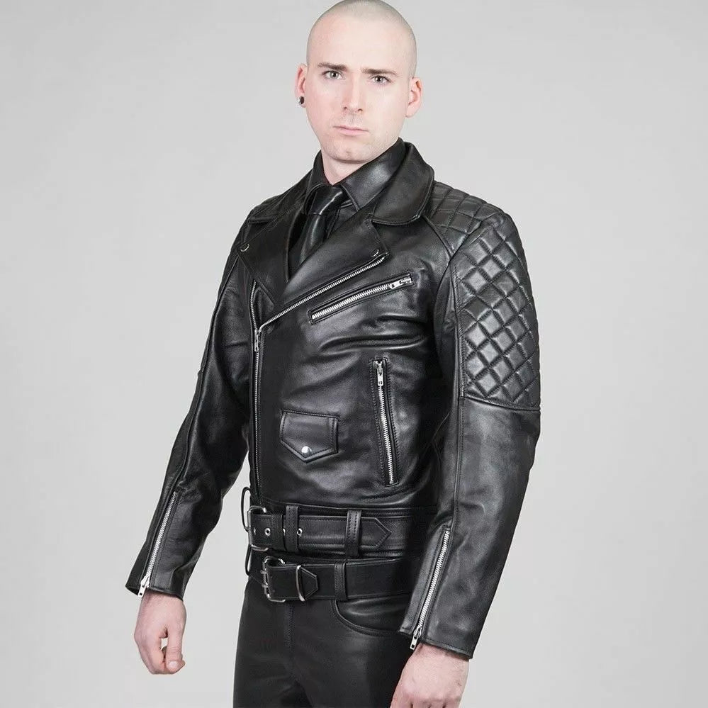 Genuine Leather Quilted Jacket