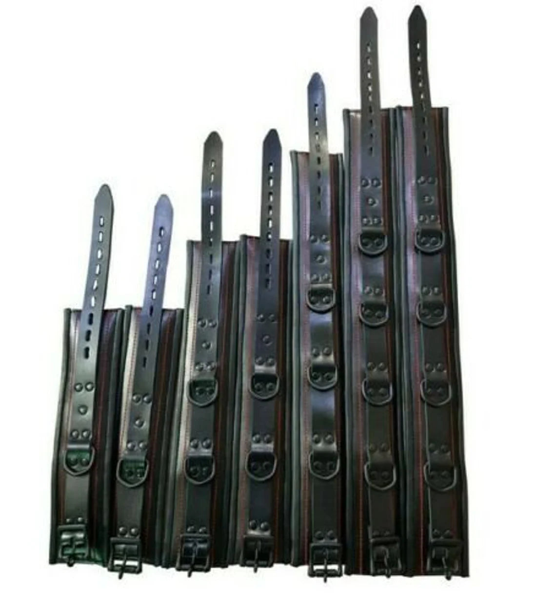 Heavy Duty Seven Piece Leather Cuffs Restraints
