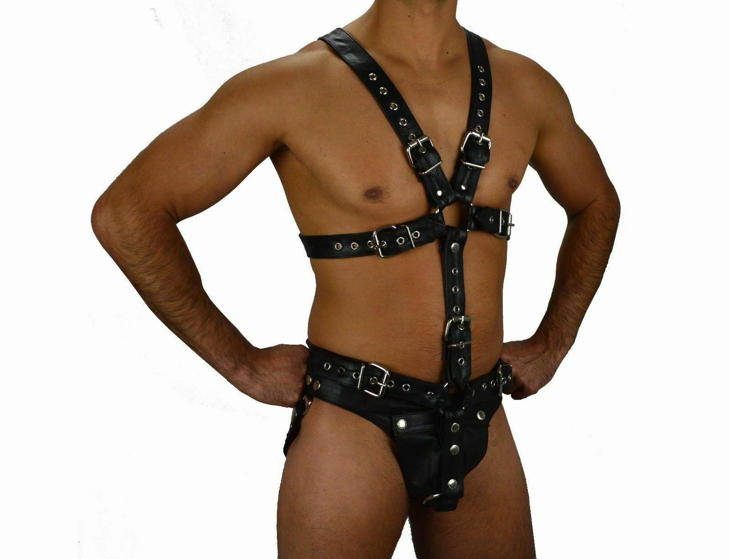 Leather Full body Harness With Jockstrap