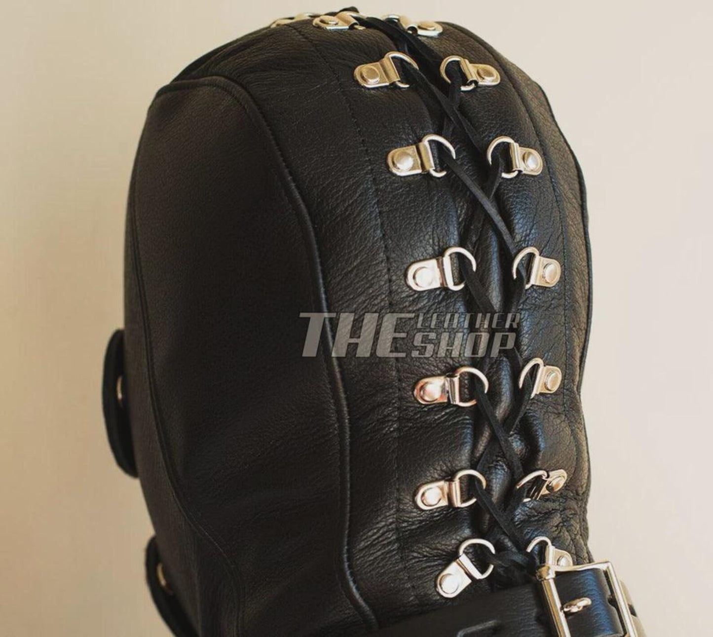 Genuine Leather Hood with Detachable Blindfold