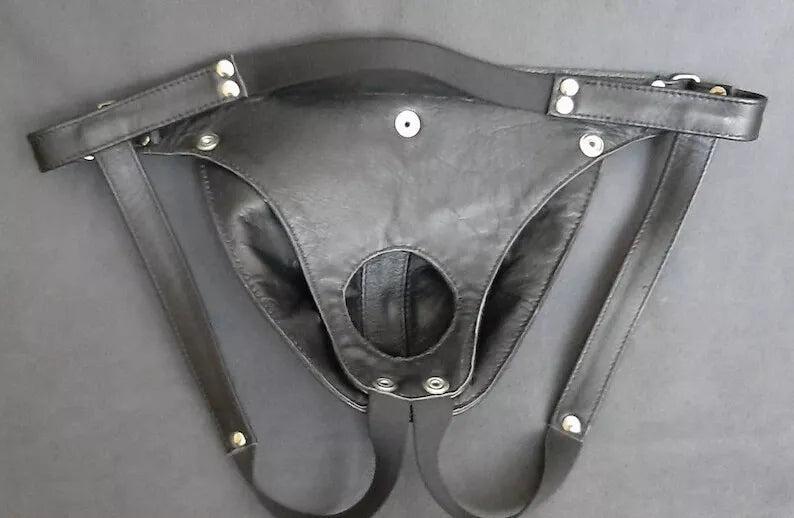 Genuine Leather Studded Jockstrap