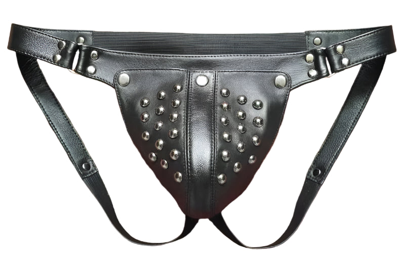 Genuine Leather Studded Jockstrap